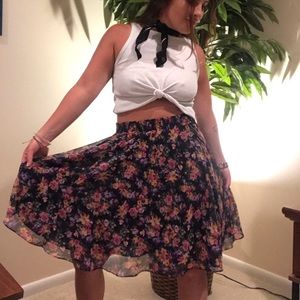 Floral printed midi skirt